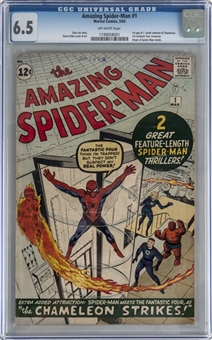 1963 Marvel Comics “The Amazing Spider-Man” #1 – Spider-Man’s First Appearance in His Own Title – CGC 6.5